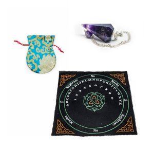 Amethyst Facettenpendel mit keltischer Matten-Set – Bündel