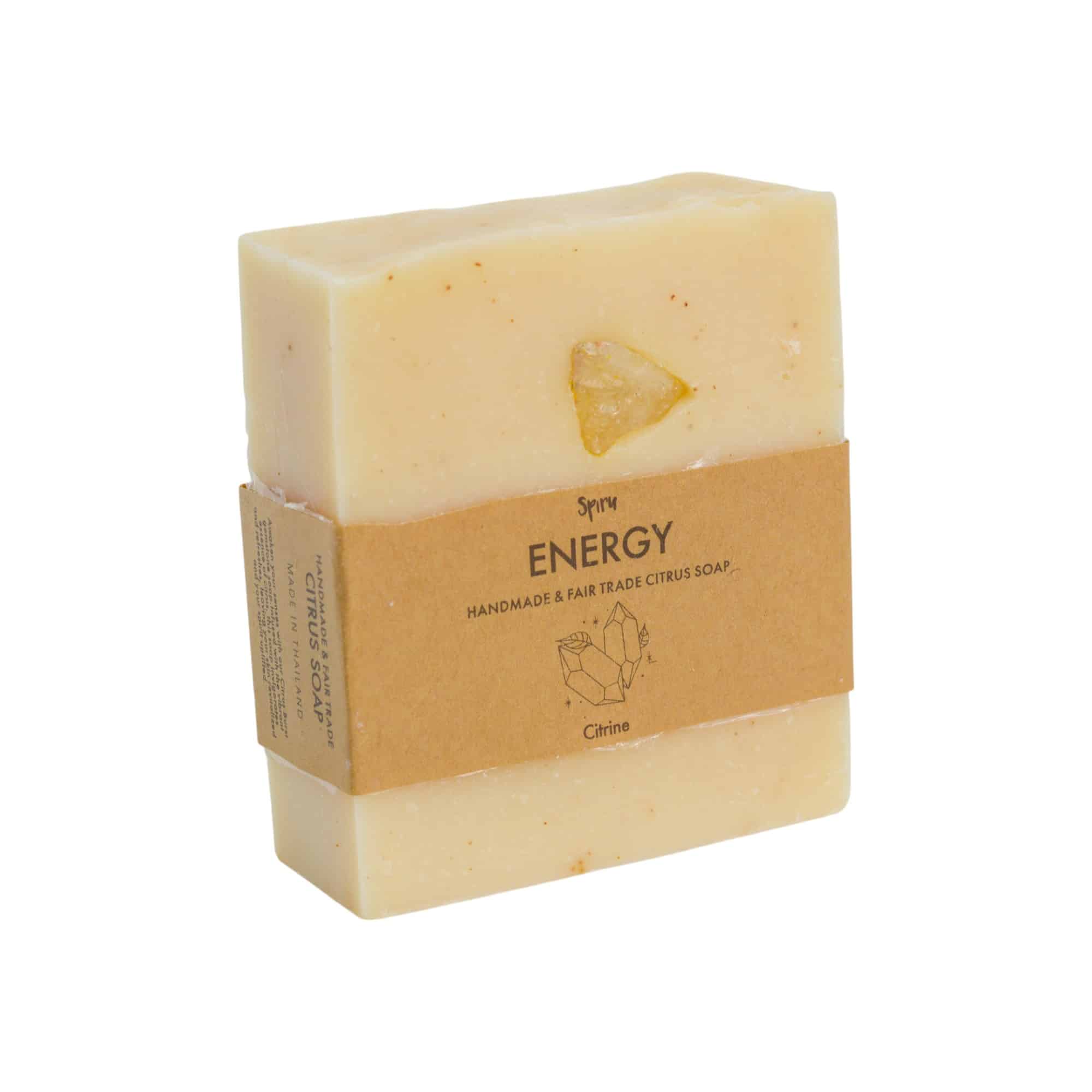 Spiru Fair Trade Edelsteinseife - Zitrus & Citrin - Energie (100 Gramm)