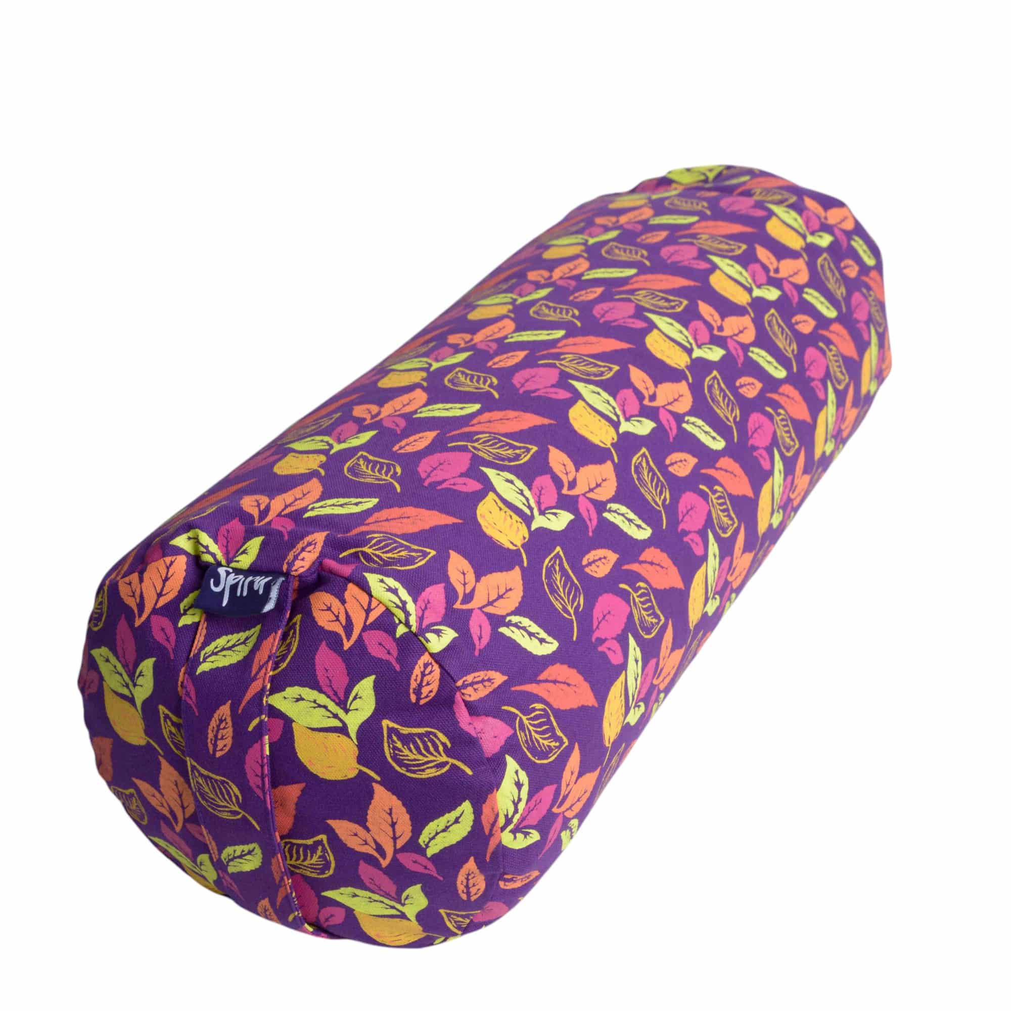 Yoga Bolster Lila rund Baumwolle - Blumenmuster - 59 x 21,5 cm