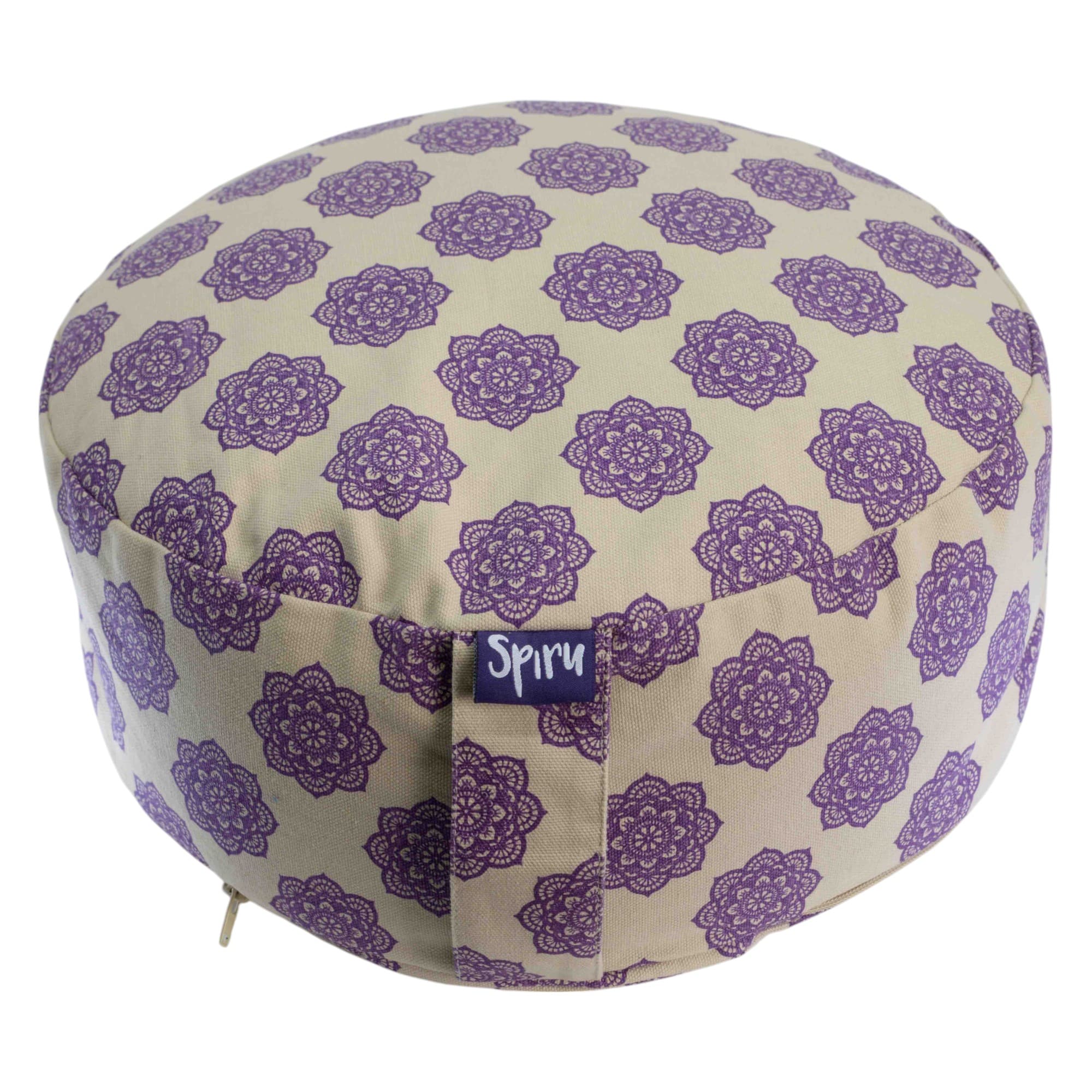 Spiru Meditationskissen Rund Baumwolle Beige - Mandalas - 36 x 15 cm